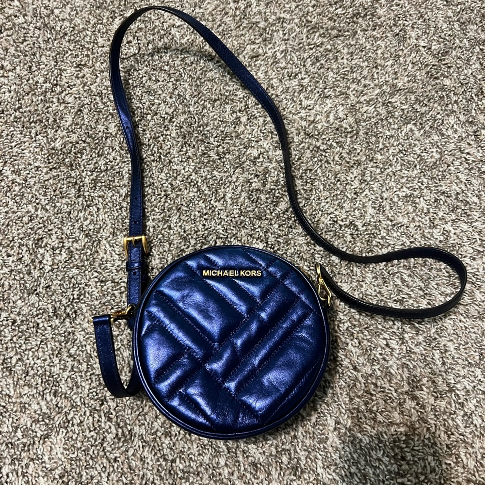 Michael Kors Navy Quilted Round Bag